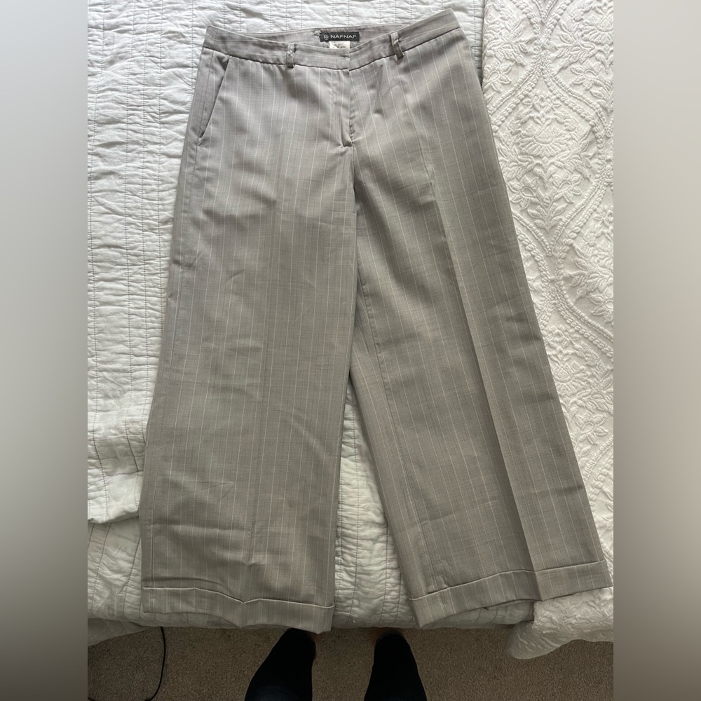 Free w any purchase. NAF NAF Light Gray Pinstripe Trousers